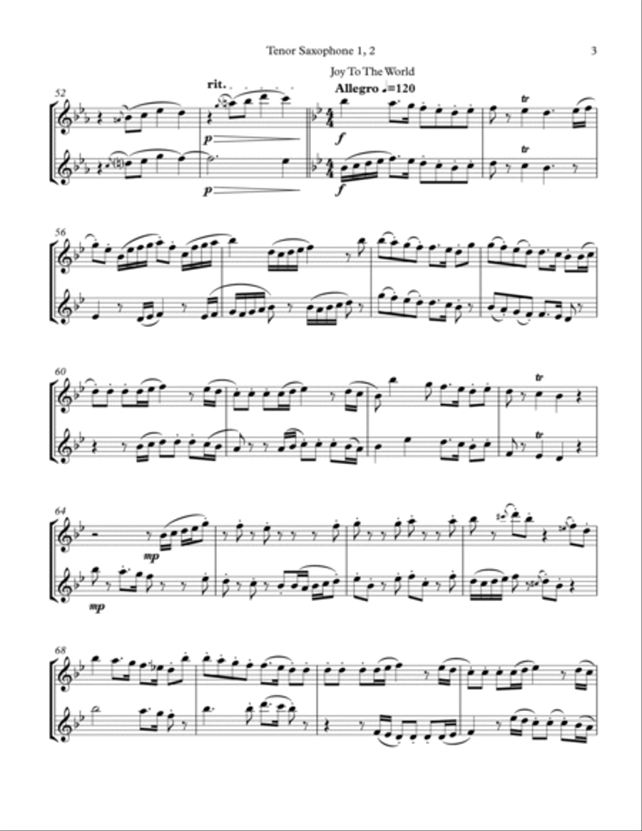 Christmas Serenade for 2 Tenor Saxophones Woodwind Duet scores gallery preview page 3