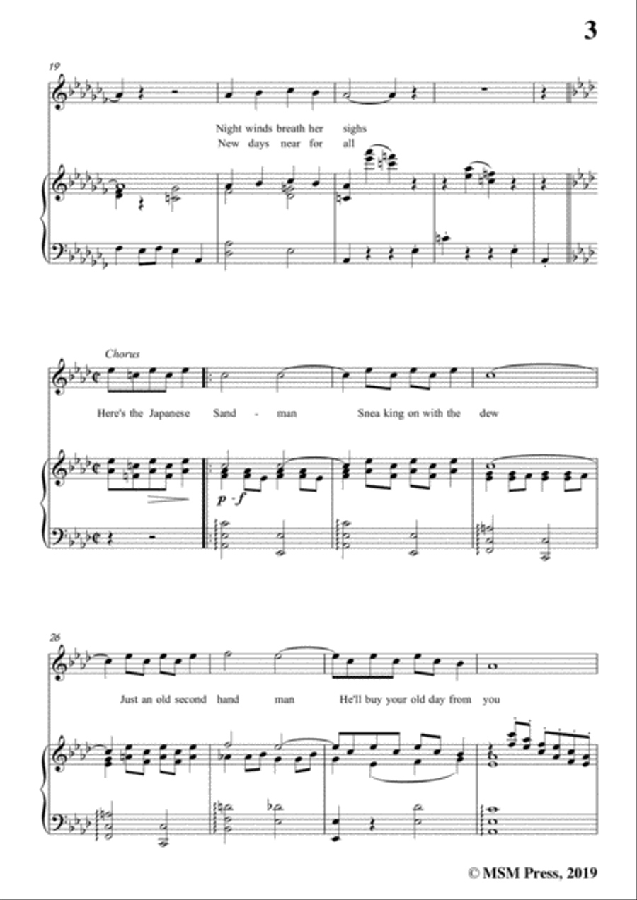 Richard Whiting-Japanese Sandman,in a flat minor,for Voice and Piano Voice Solo scores gallery preview page 5