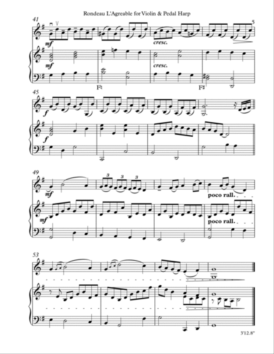 Rondeau L’Agreable, Duet for Violin & Pedal Harp image number null