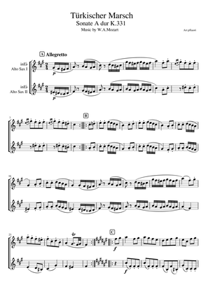 "Turkish March K.331" Alto Sax duet / non accompaniment