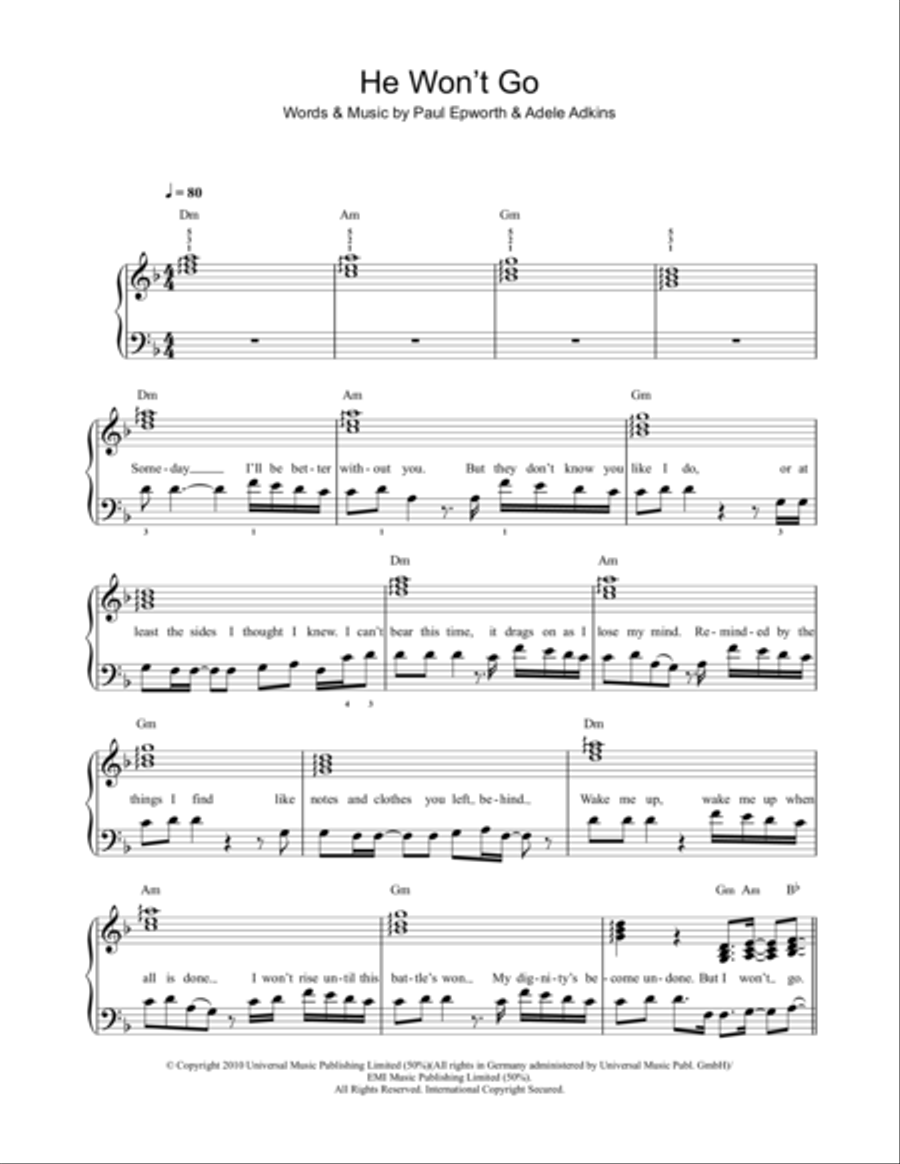 He Won't Go He Won't Go Voice scores gallery preview page 1