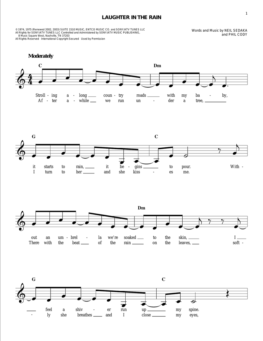 Laughter In The Rain Piano scores gallery preview page 1
