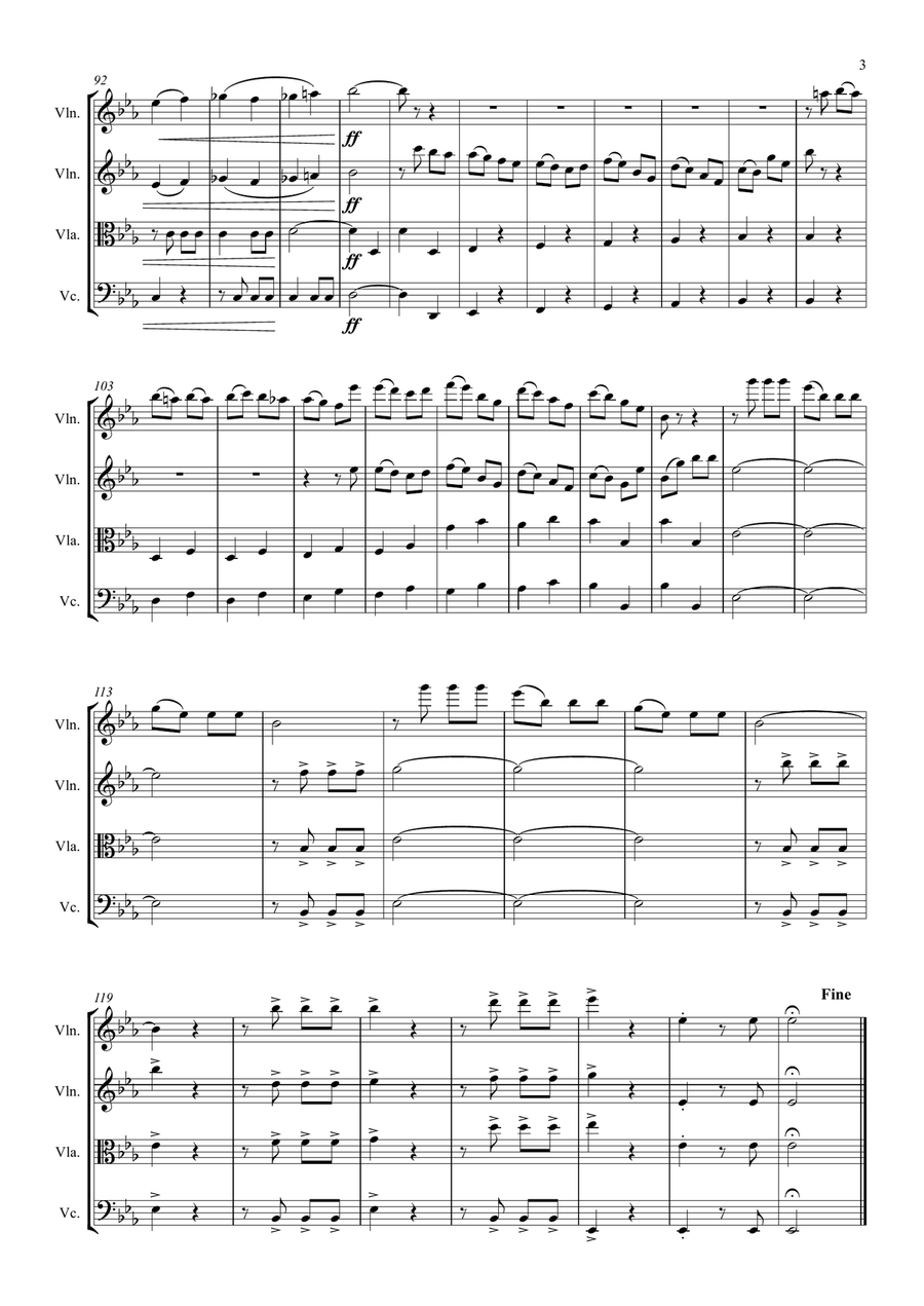 Beethovens 5th Symphony - 1st Movement - String Quartet String Quartet scores gallery preview page 3