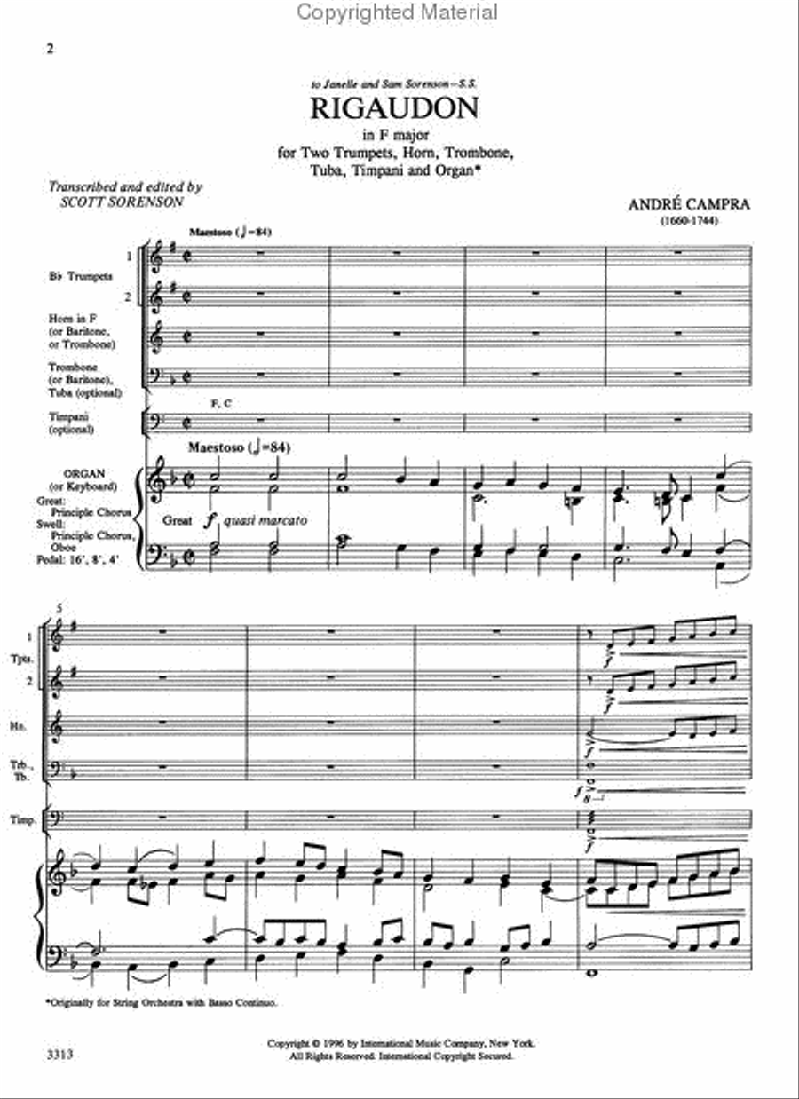 Rigaudon for Brass Choir and Organ) Organ Accompaniment scores gallery preview page 2