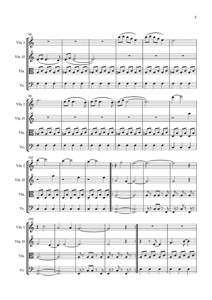 Downton Abbey (theme) String Quartet scores gallery preview page 5