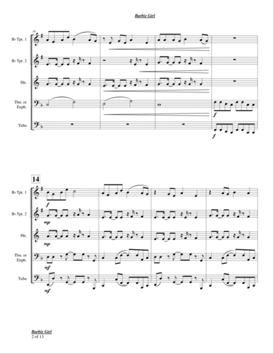 Barbie Girl Chamber Music scores gallery preview page 2