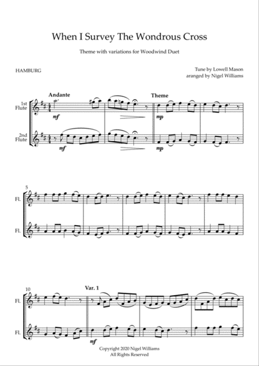 When I Survey The Wondrous Cross, for Flute Duet Flute Duet scores gallery preview page 2
