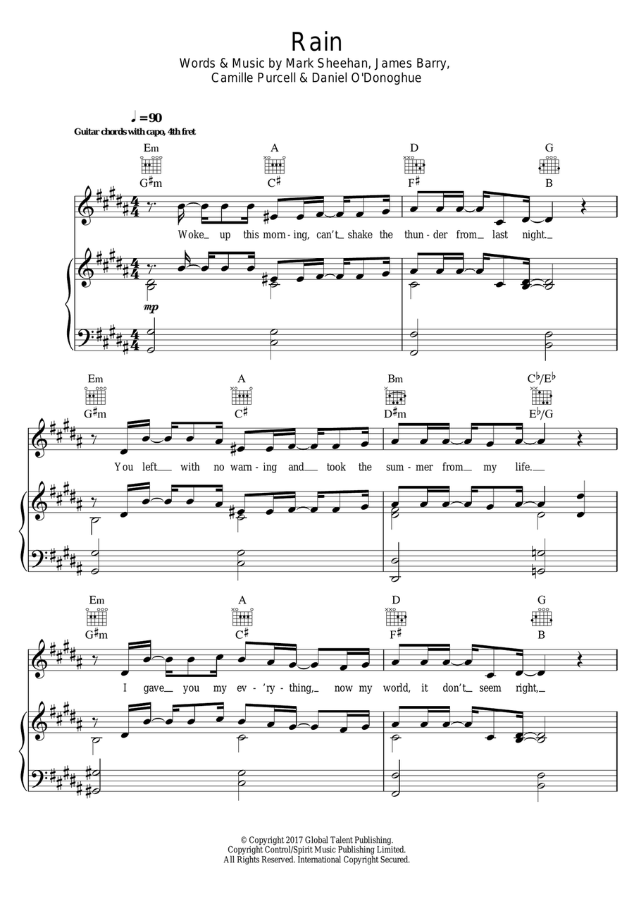 Rain Piano, Vocal scores gallery preview page 1
