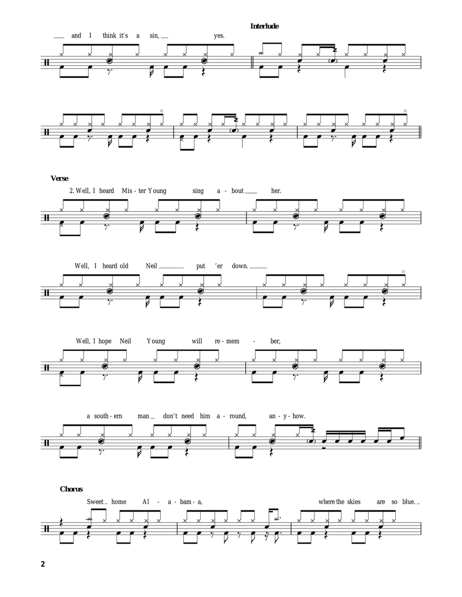 Sweet Home Alabama Sweet Home Alabama Percussion scores gallery preview page 2
