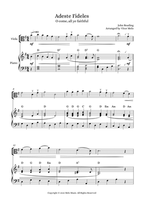 Adeste Fideles (O Come, All Ye Faithful) - viola and piano