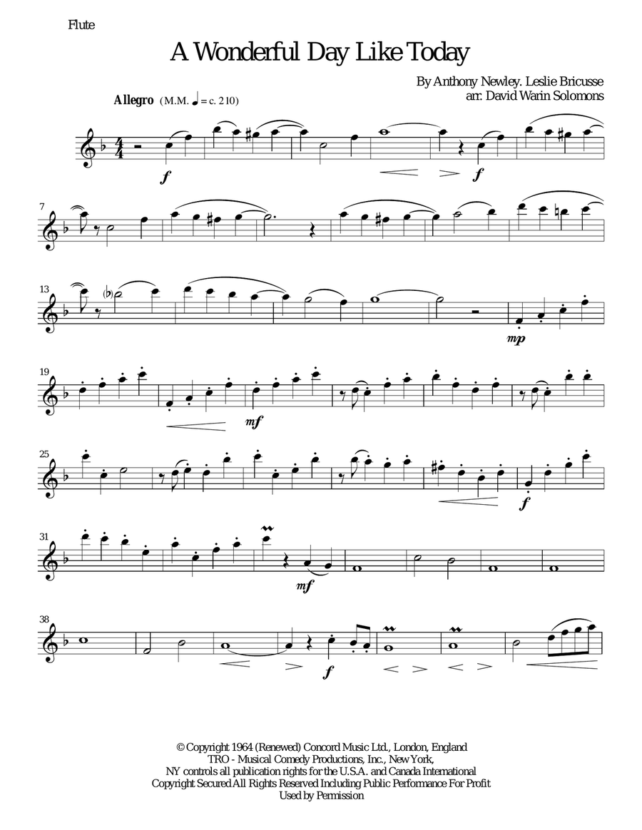 A Wonderful Day Like Today Woodwind Trio scores gallery preview page 6