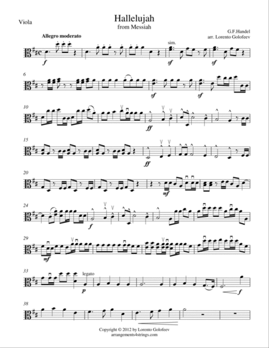 Hallelujah from Messiah String Quartet scores gallery preview page 5