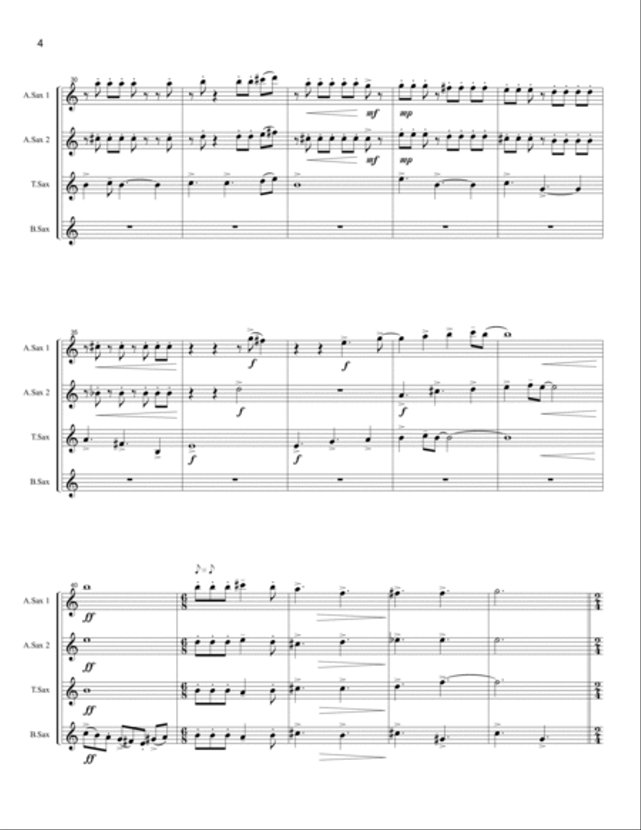 Variations on a Well-Known Hymn - Saxophone Quartet AATB Saxophone Quartet scores gallery preview page 4