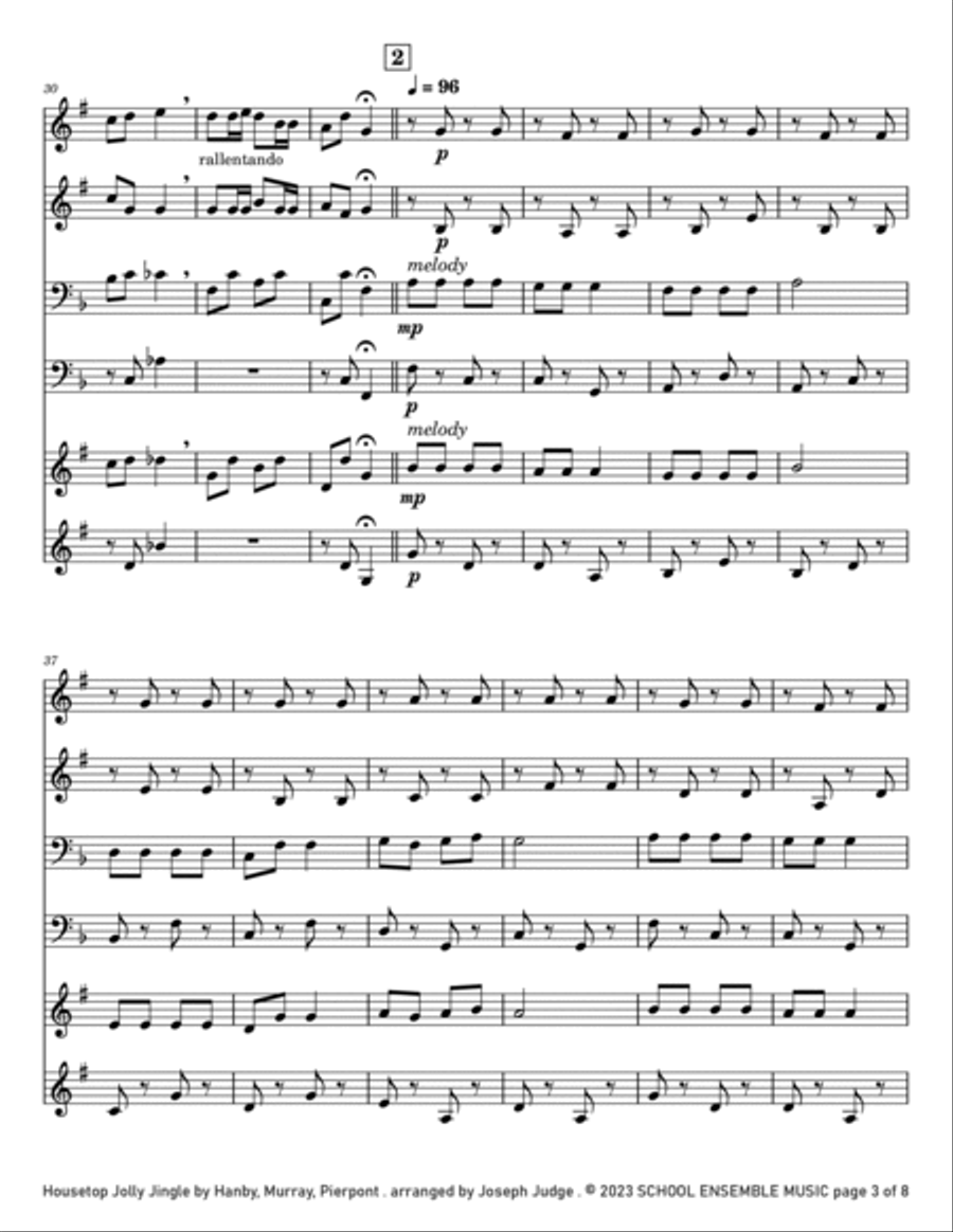 Housetop Jolly Jingle for Brass Quartet in Schools Brass Quartet scores gallery preview page 3