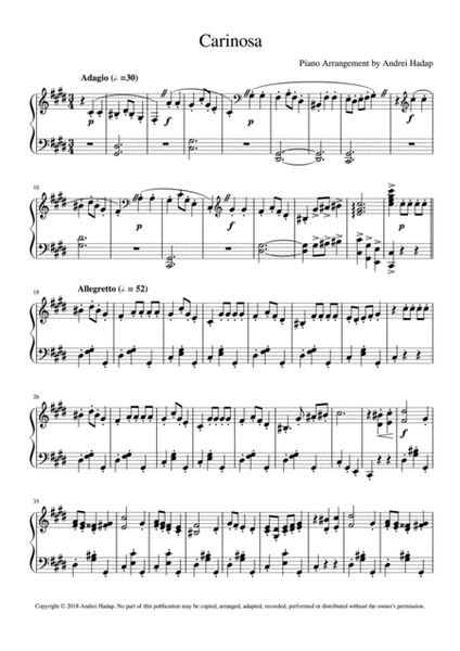 Cariñosa - arranged for Piano Solo
