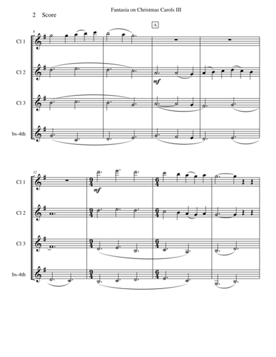 Vaughan Williams - Fantasia on Christmas Carols III for Clarinet Quartet image number null