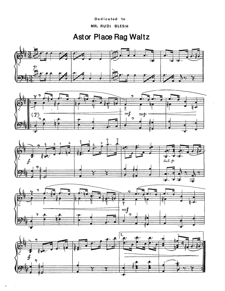 Astor Place Rag Waltz Piano Solo scores gallery preview page 1