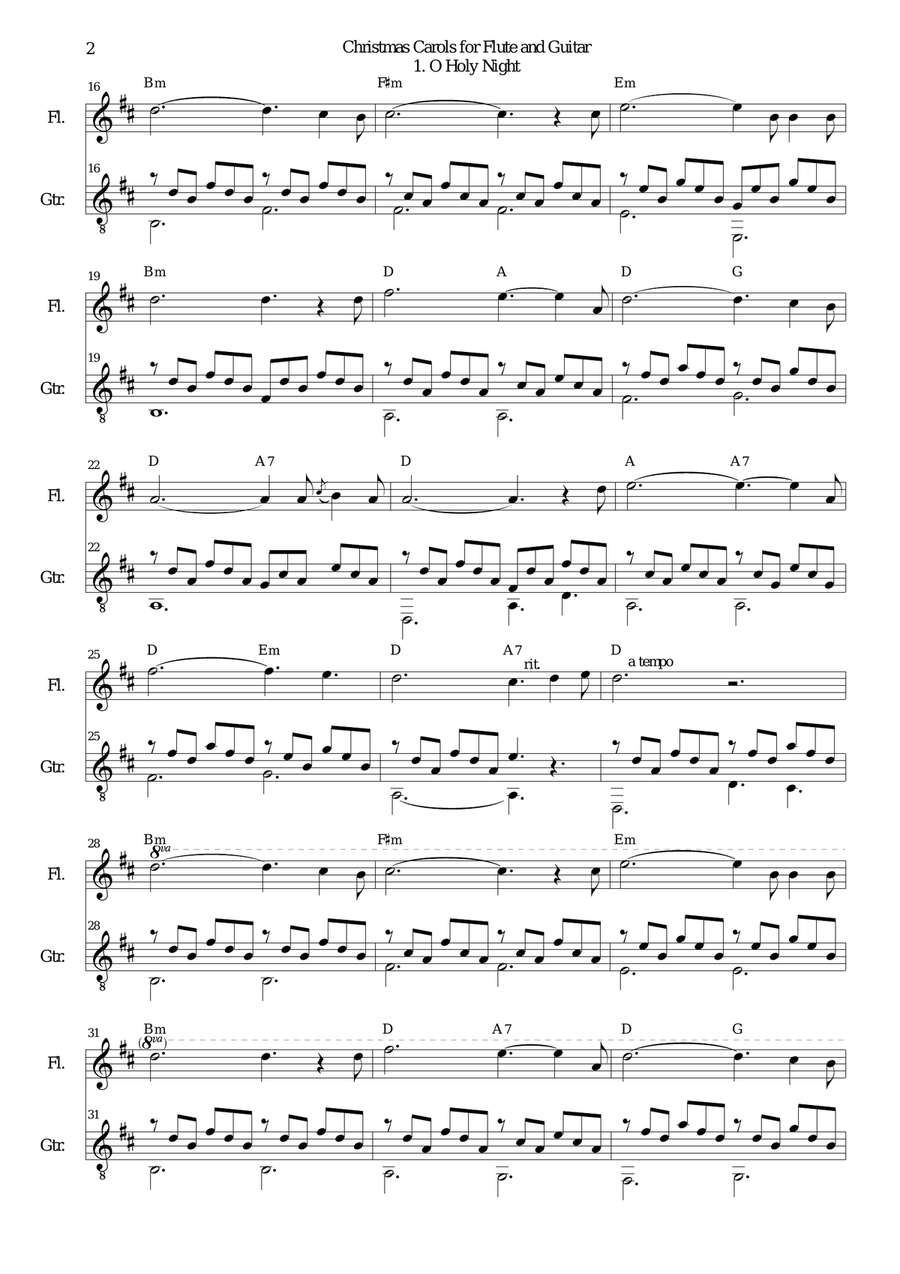 Christmas Carols for flute and guitar O Holy Night Flute scores gallery preview page 3
