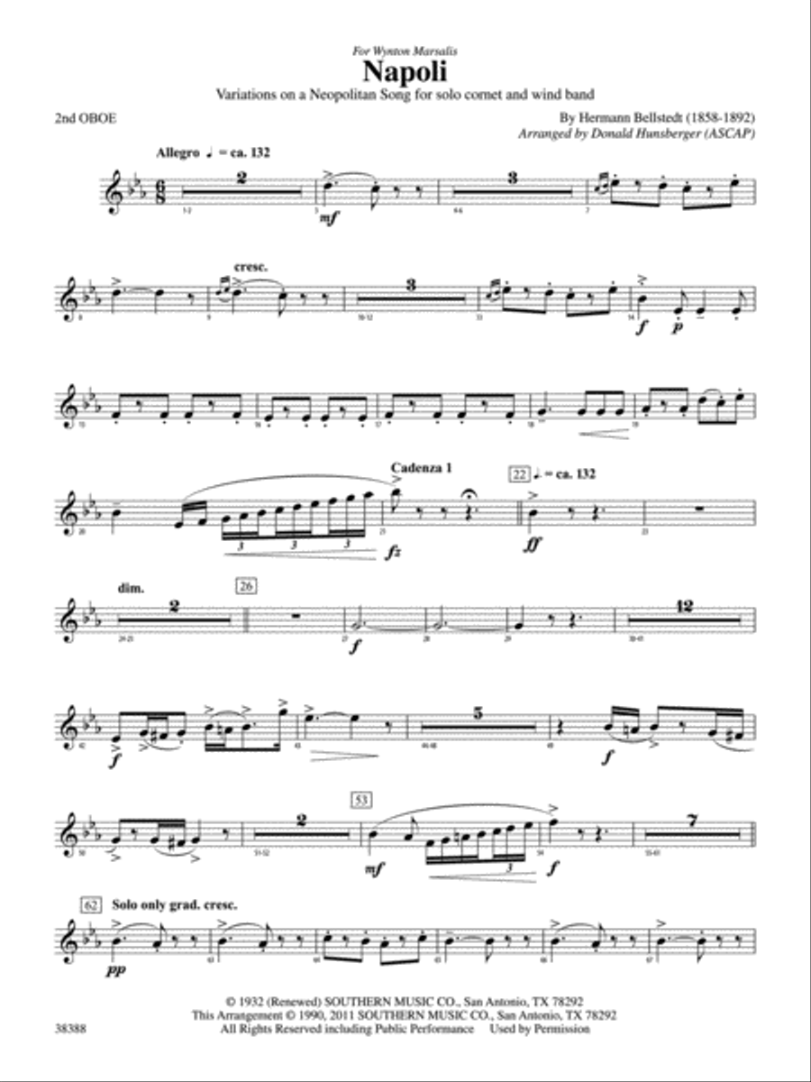 Napoli: 2nd Oboe Concert Band scores gallery preview page 1