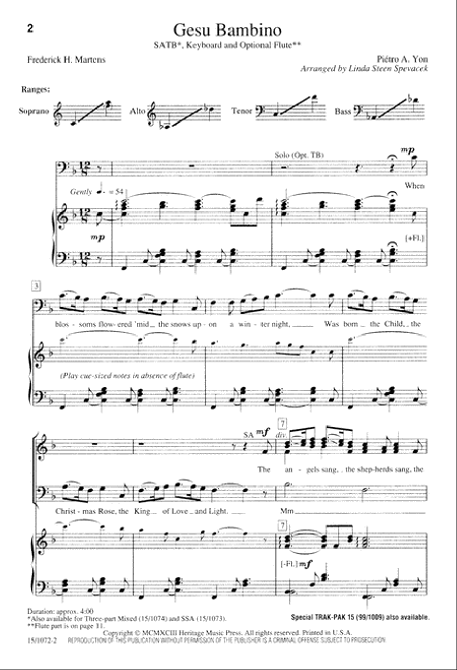 Gesu Bambino Gesu Bambino 4-Part scores gallery preview page 2