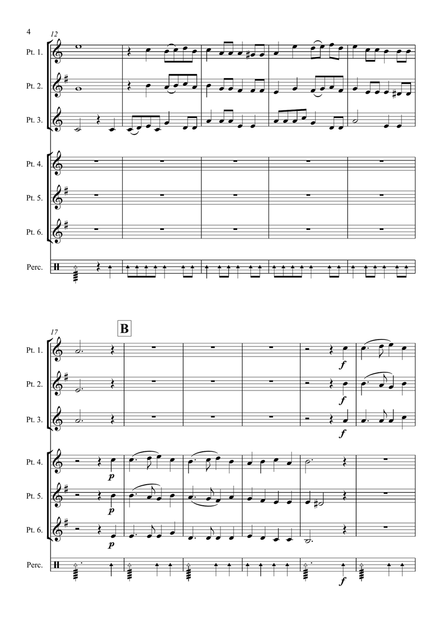 Four Gastoldi Madrigals (6-part brass choir) Small Ensemble scores gallery preview page 4
