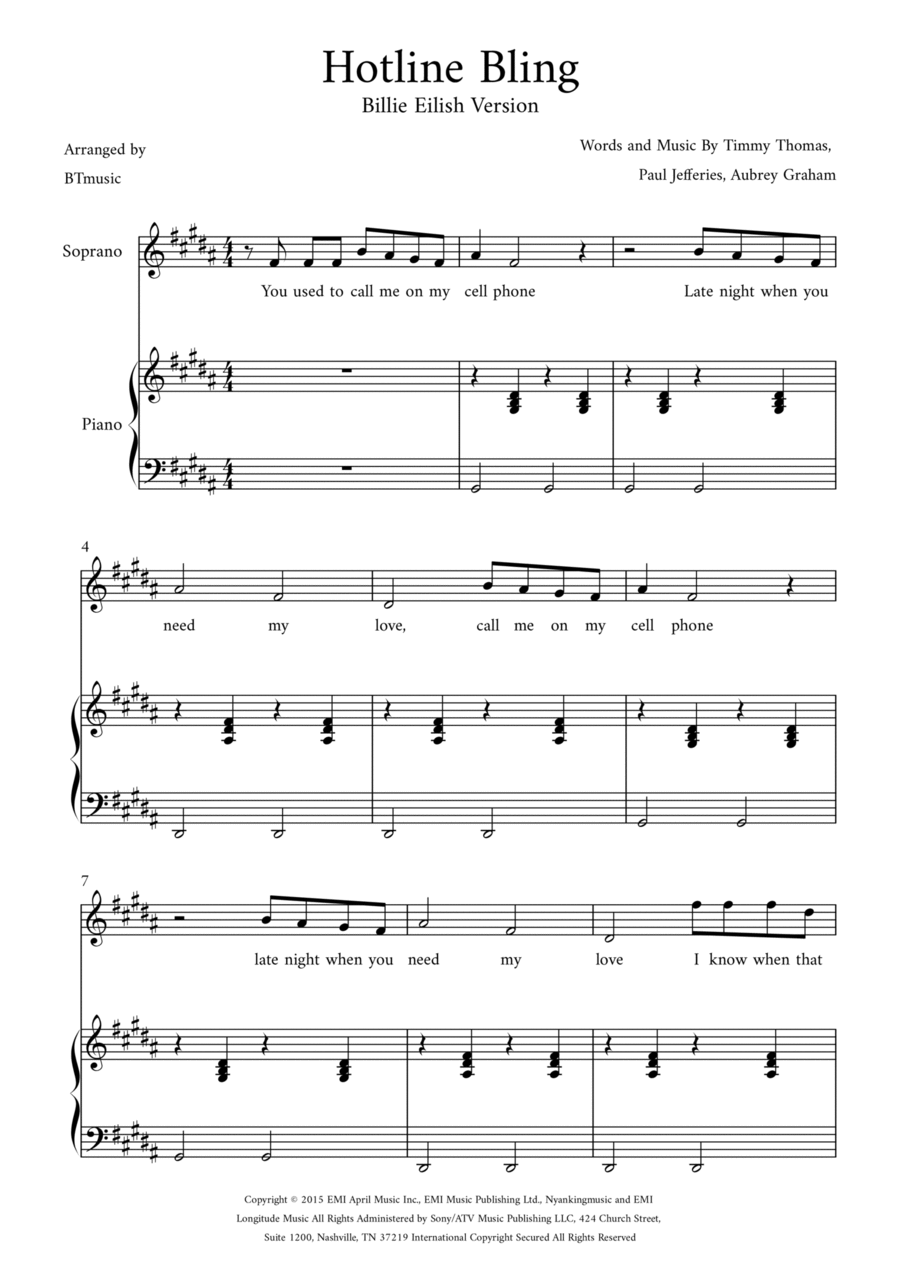 Hotline Bling Voice scores gallery preview page 1