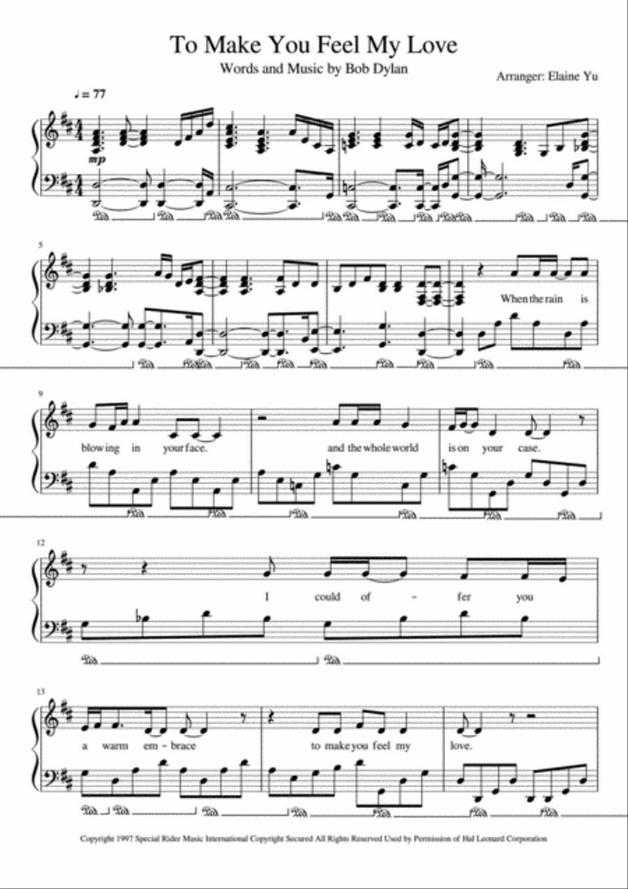 To Make You Feel My Love To Make You Feel My Love Voice scores gallery preview page 1