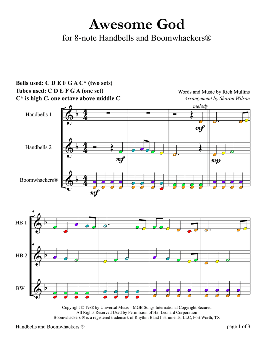Awesome God Handbell Choir scores gallery preview page 6