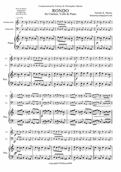 Murray - Rondo - Clarinet, Cello & Piano