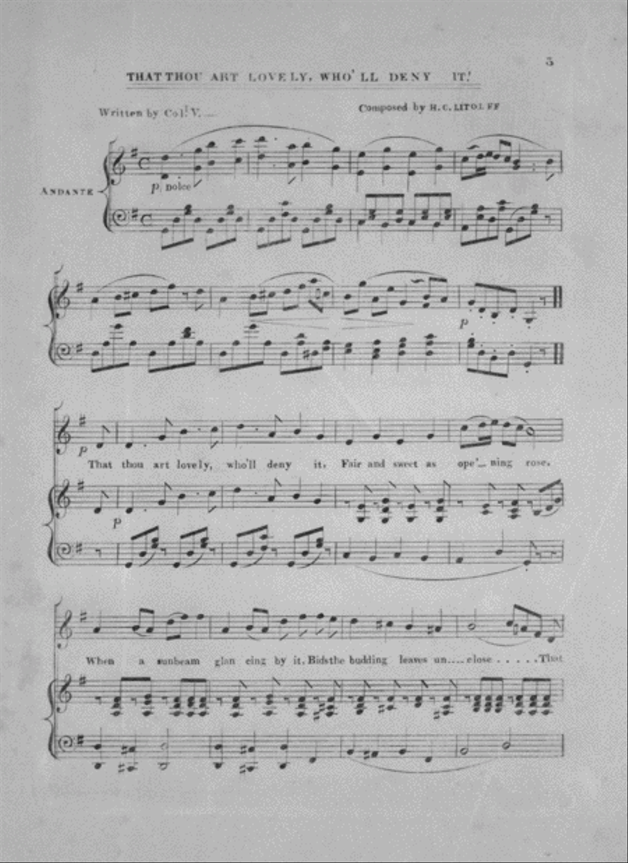 That Thou Art Lovely Who'll Deny (The Honble. Lavinia H . . . .) Voice scores gallery preview page 2