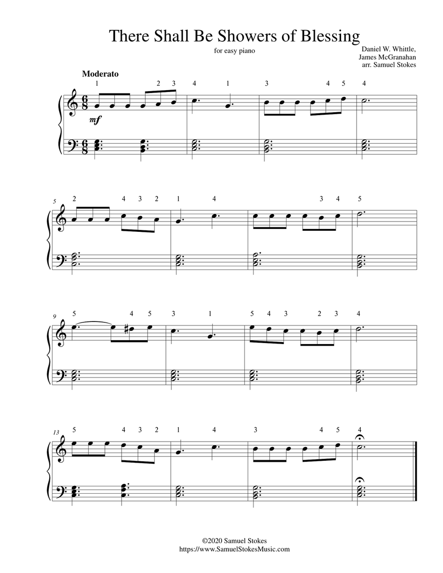 There Shall Be Showers of Blessing - for easy piano Easy Piano scores gallery preview page 1