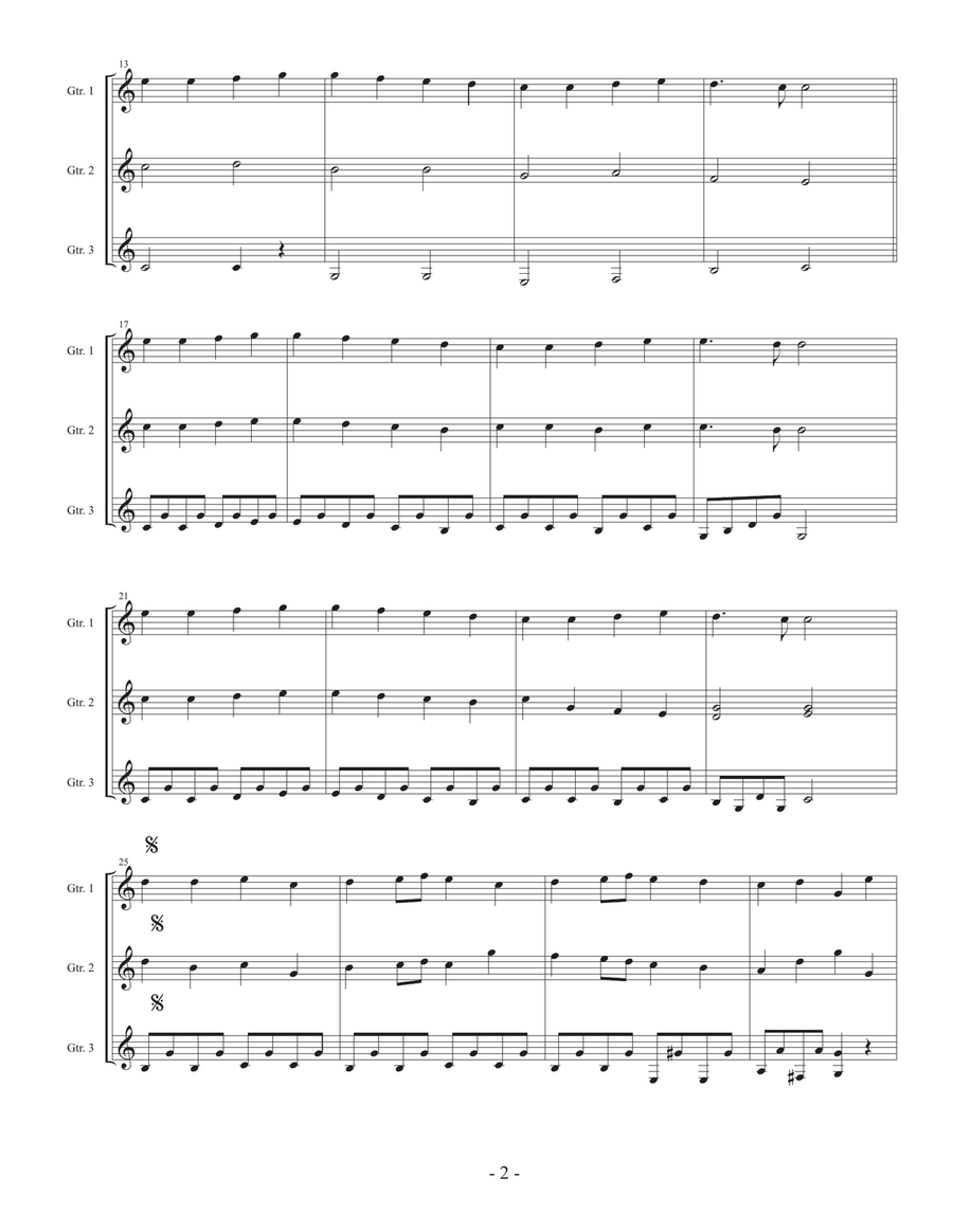 Ode to Joy Easy Guitar Trio Guitar Ensemble scores gallery preview page 2