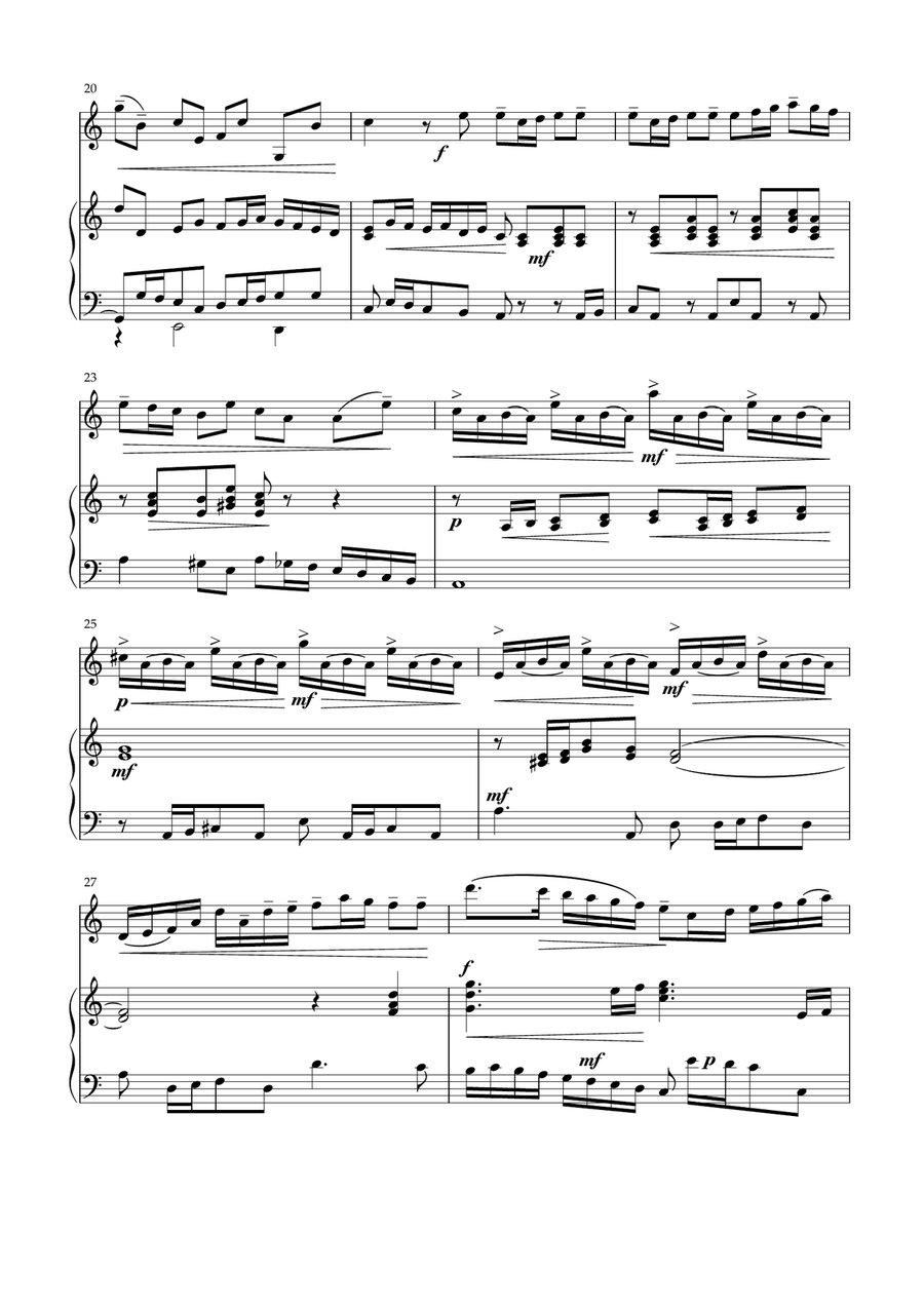 Vivaldi - Concerto in A minor RV 356 (Allegro) for violin and piano Violin Solo scores gallery preview page 3