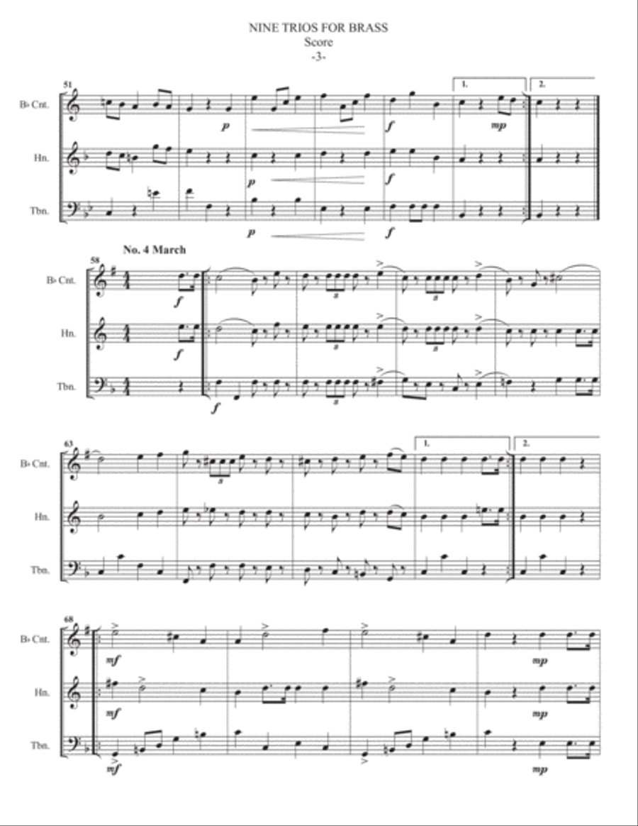 Nine Trios For Brass by J. (John) Friedheim 1836 Brass Ensemble scores gallery preview page 5