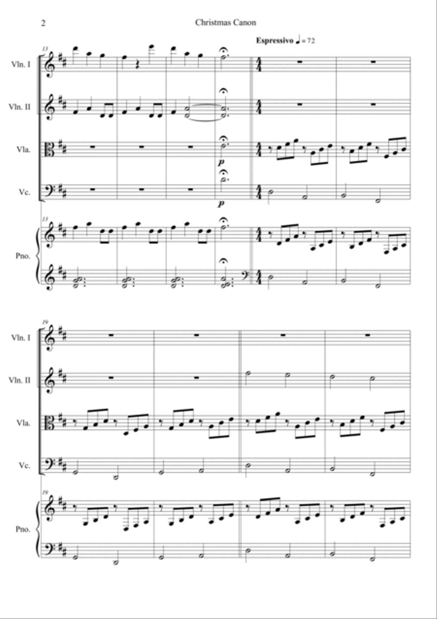 Christmas Canon Piano Quintet scores gallery preview page 2
