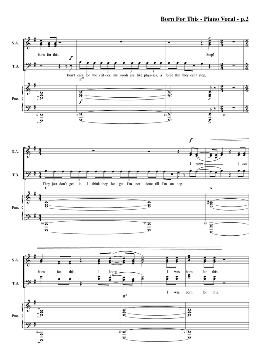 Born For This 4-Part scores gallery preview page 2