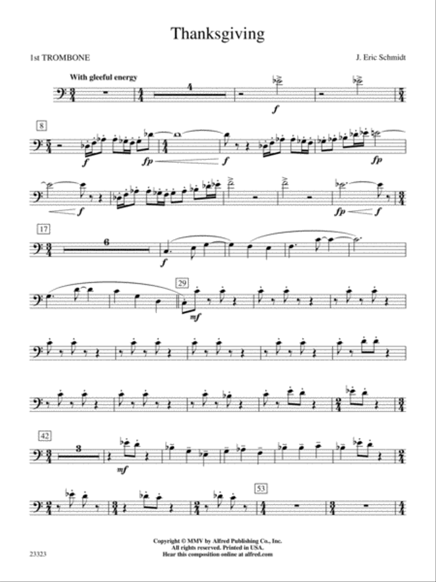 Thanksgiving: 1st Trombone Concert Band scores gallery preview page 1