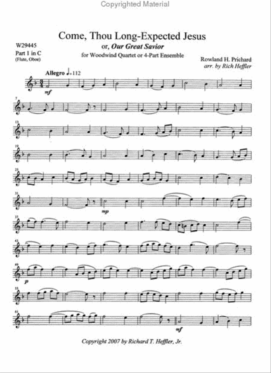 Come, Thou Long-Expected Jesus Woodwind Quartet scores gallery preview page 4