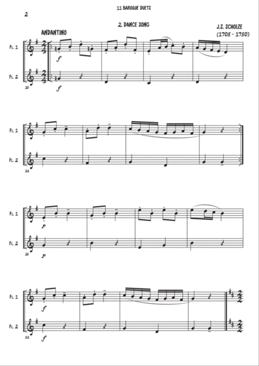 11 Baroque Flute duets 11 Baroque Flute duets Flute Duet scores gallery preview page 3
