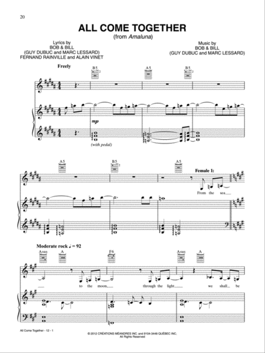 All Come Together Piano, Vocal, Guitar scores gallery preview page 1