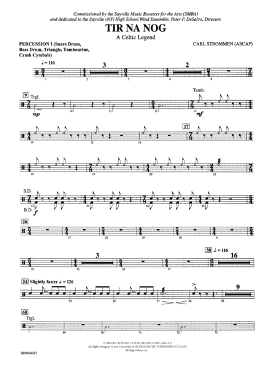 Tir Na Nog (A Celtic Legend): 1st Percussion Concert Band scores gallery preview page 1