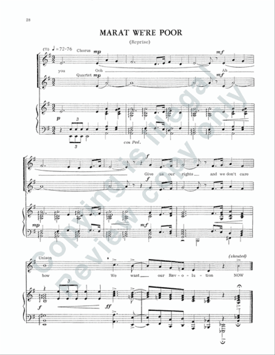 The persecution and assassination of Jean-Paul Marat as performed by the inmates of the Asylum of Charenton under the direction of the Marquis de Sade (Vocal Score) 4-Part scores gallery preview page 16