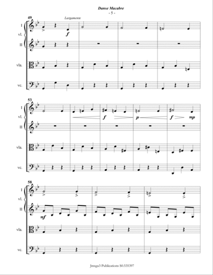 Saint-Saëns: Danse Macabre for String Quartet String Quartet scores gallery preview page 5