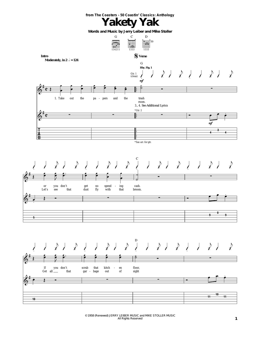 Yakety Yak Acoustic Guitar scores gallery preview page 1
