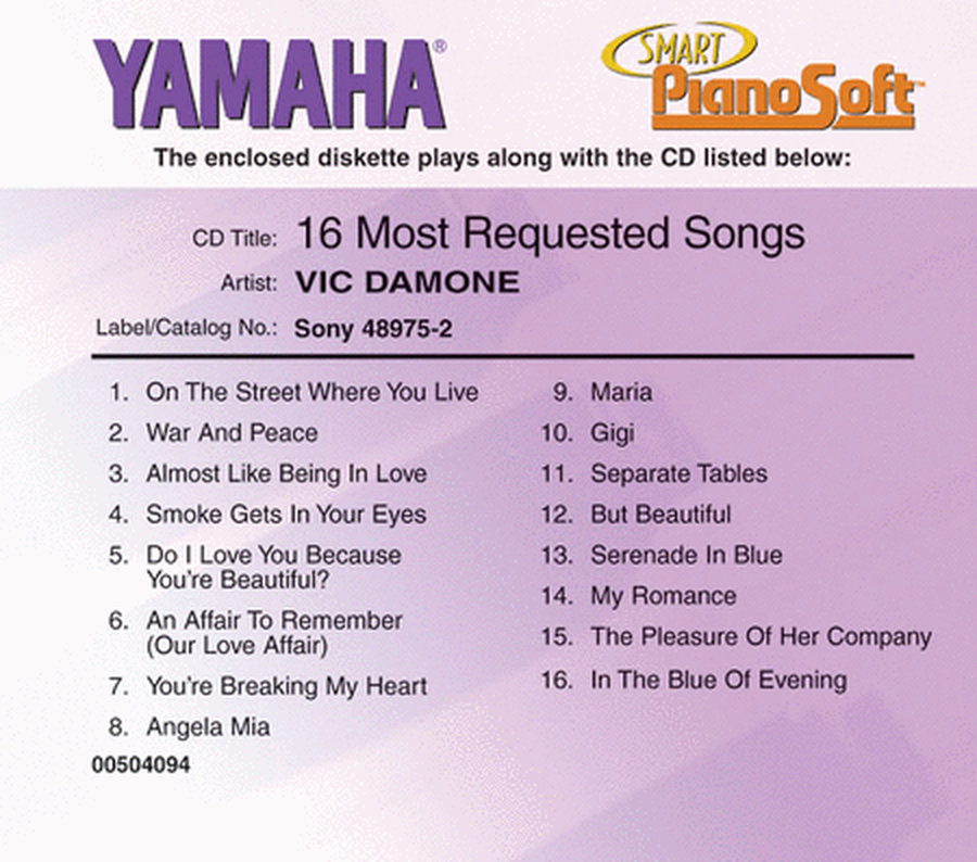 Vic Damone - 16 Most Requested Songs - Piano Software