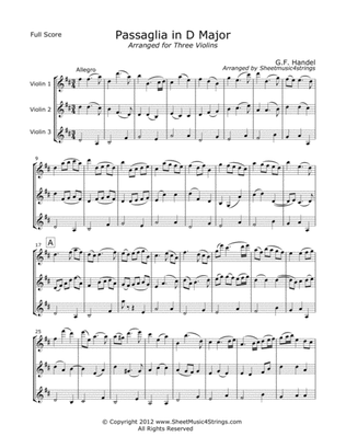 Book cover for Handel, G. - Passaglia for Three Violins