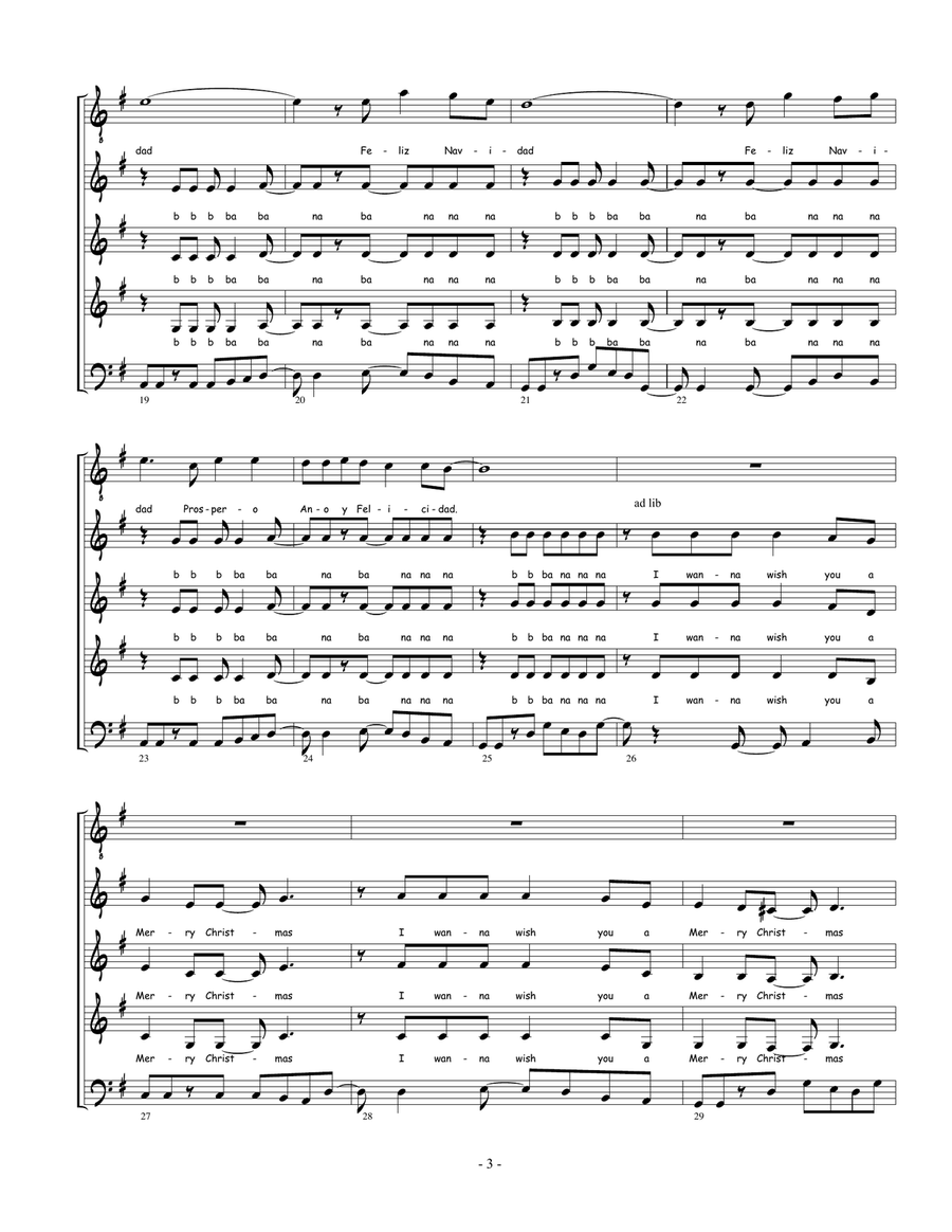 Feliz Navidad 4-Part scores gallery preview page 3