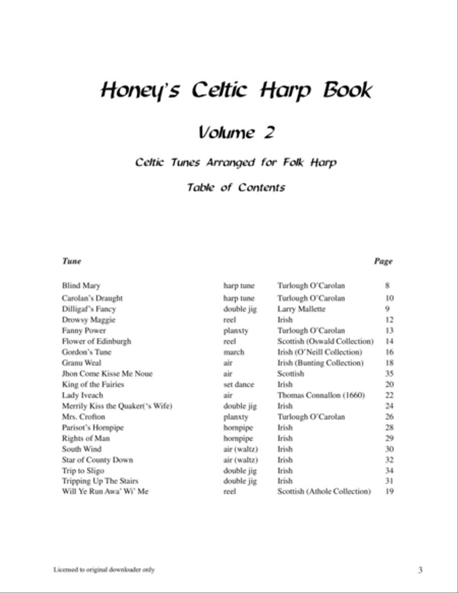 Honey's Celtic Harp Book Volume 2