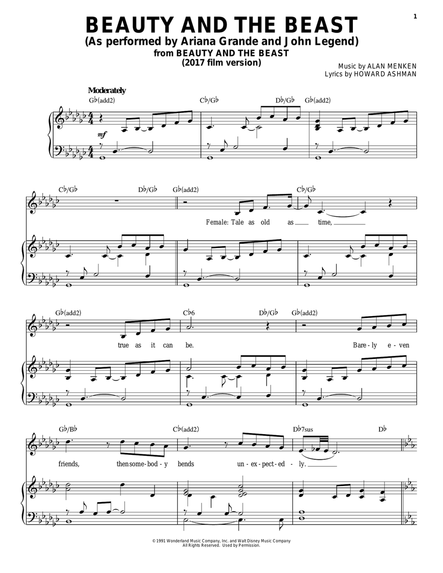 Beauty And The Beast Beauty And The Beast Voice scores gallery preview page 1