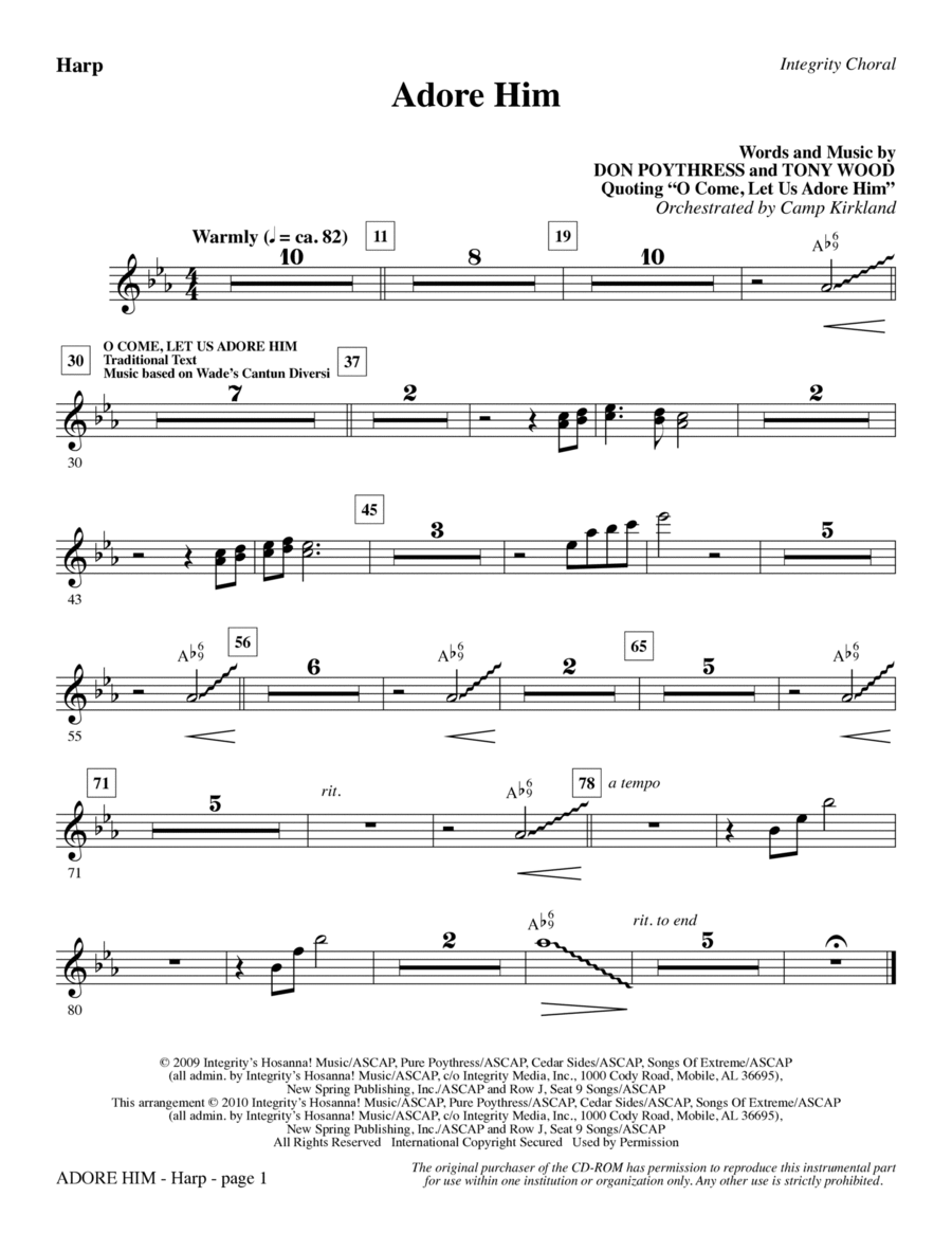Adore Him - Harp Choir scores gallery preview page 1